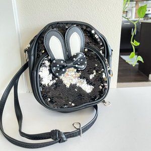 Girl's Small Bunny Ears Black Sequin Book bag
